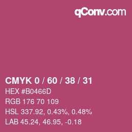 カラーコード: CMYK 0 / 60 / 38 / 31 | qconv.com