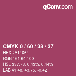 カラーコード: CMYK 0 / 60 / 38 / 37 | qconv.com