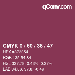 カラーコード: CMYK 0 / 60 / 38 / 47 | qconv.com