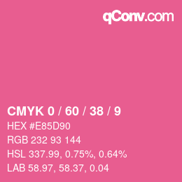 カラーコード: CMYK 0 / 60 / 38 / 9 | qconv.com
