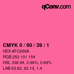 Farbcode: CMYK 0 / 60 / 39 / 1 | qconv.com