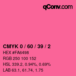 颜色代码: CMYK 0 / 60 / 39 / 2 | qconv.com