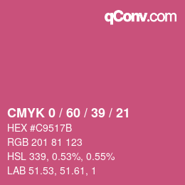 颜色代码: CMYK 0 / 60 / 39 / 21 | qconv.com