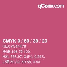 カラーコード: CMYK 0 / 60 / 39 / 23 | qconv.com
