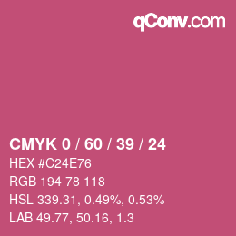 カラーコード: CMYK 0 / 60 / 39 / 24 | qconv.com