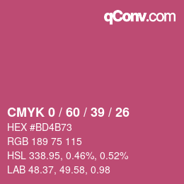カラーコード: CMYK 0 / 60 / 39 / 26 | qconv.com