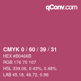 颜色代码: CMYK 0 / 60 / 39 / 31 | qconv.com