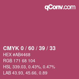 カラーコード: CMYK 0 / 60 / 39 / 33 | qconv.com