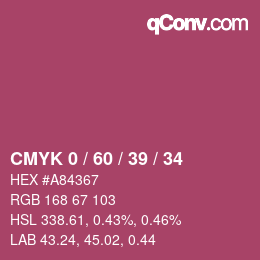 カラーコード: CMYK 0 / 60 / 39 / 34 | qconv.com