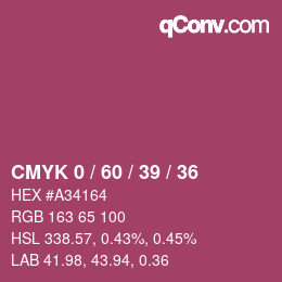 カラーコード: CMYK 0 / 60 / 39 / 36 | qconv.com