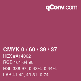 カラーコード: CMYK 0 / 60 / 39 / 37 | qconv.com