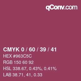 カラーコード: CMYK 0 / 60 / 39 / 41 | qconv.com