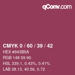 カラーコード: CMYK 0 / 60 / 39 / 42 | qconv.com
