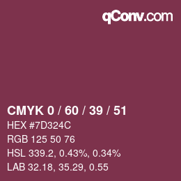 颜色代码: CMYK 0 / 60 / 39 / 51 | qconv.com