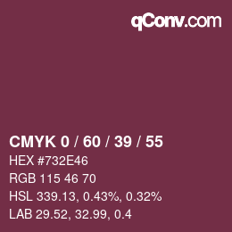 カラーコード: CMYK 0 / 60 / 39 / 55 | qconv.com