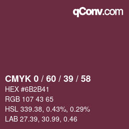 颜色代码: CMYK 0 / 60 / 39 / 58 | qconv.com