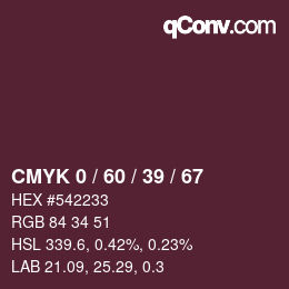 カラーコード: CMYK 0 / 60 / 39 / 67 | qconv.com
