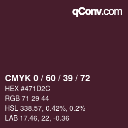 カラーコード: CMYK 0 / 60 / 39 / 72 | qconv.com