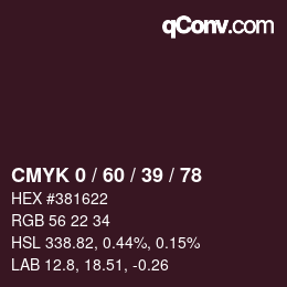 カラーコード: CMYK 0 / 60 / 39 / 78 | qconv.com