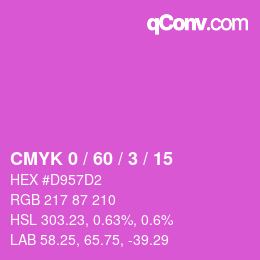 カラーコード: CMYK 0 / 60 / 3 / 15 | qconv.com