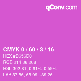 カラーコード: CMYK 0 / 60 / 3 / 16 | qconv.com