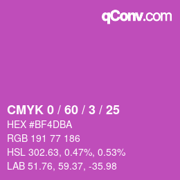 カラーコード: CMYK 0 / 60 / 3 / 25 | qconv.com