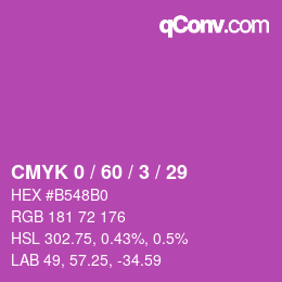 カラーコード: CMYK 0 / 60 / 3 / 29 | qconv.com
