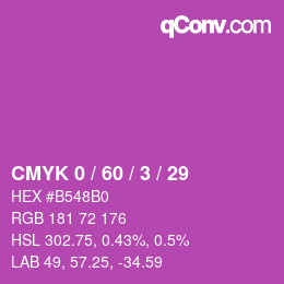 カラーコード: CMYK 0 / 60 / 3 / 29 | qconv.com