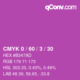 カラーコード: CMYK 0 / 60 / 3 / 30 | qconv.com
