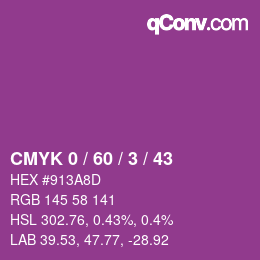 Color code: CMYK 0 / 60 / 3 / 43 | qconv.com
