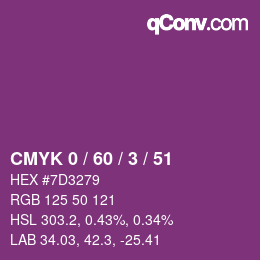 カラーコード: CMYK 0 / 60 / 3 / 51 | qconv.com