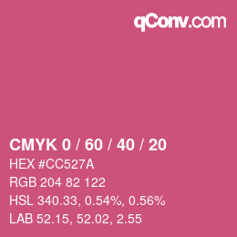カラーコード: CMYK 0 / 60 / 40 / 20 | qconv.com
