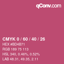 カラーコード: CMYK 0 / 60 / 40 / 26 | qconv.com