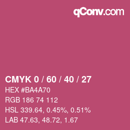 カラーコード: CMYK 0 / 60 / 40 / 27 | qconv.com
