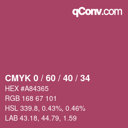 カラーコード: CMYK 0 / 60 / 40 / 34 | qconv.com