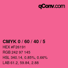 カラーコード: CMYK 0 / 60 / 40 / 5 | qconv.com