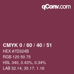 颜色代码: CMYK 0 / 60 / 40 / 51 | qconv.com