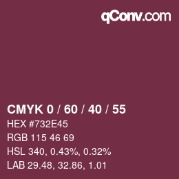 颜色代码: CMYK 0 / 60 / 40 / 55 | qconv.com