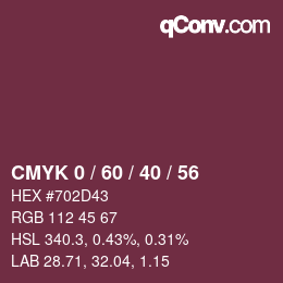 Color code: CMYK 0 / 60 / 40 / 56 | qconv.com