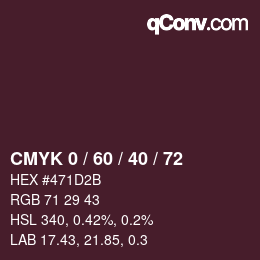 カラーコード: CMYK 0 / 60 / 40 / 72 | qconv.com