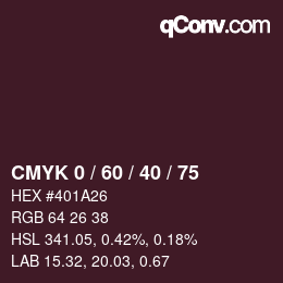 カラーコード: CMYK 0 / 60 / 40 / 75 | qconv.com