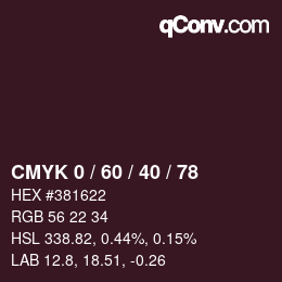 カラーコード: CMYK 0 / 60 / 40 / 78 | qconv.com