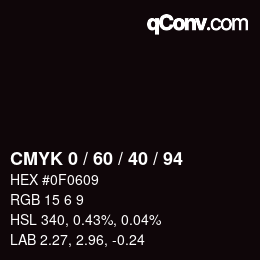 カラーコード: CMYK 0 / 60 / 40 / 94 | qconv.com