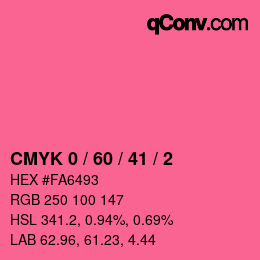 カラーコード: CMYK 0 / 60 / 41 / 2 | qconv.com