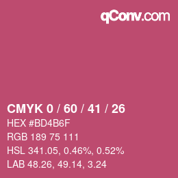 颜色代码: CMYK 0 / 60 / 41 / 26 | qconv.com