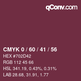 Color code: CMYK 0 / 60 / 41 / 56 | qconv.com