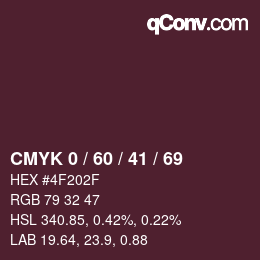 カラーコード: CMYK 0 / 60 / 41 / 69 | qconv.com
