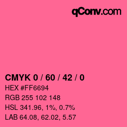 カラーコード: CMYK 0 / 60 / 42 / 0 | qconv.com