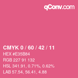 カラーコード: CMYK 0 / 60 / 42 / 11 | qconv.com