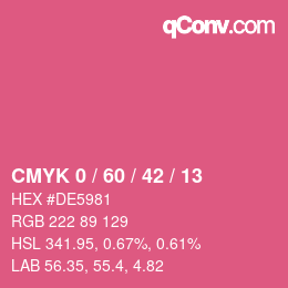 カラーコード: CMYK 0 / 60 / 42 / 13 | qconv.com